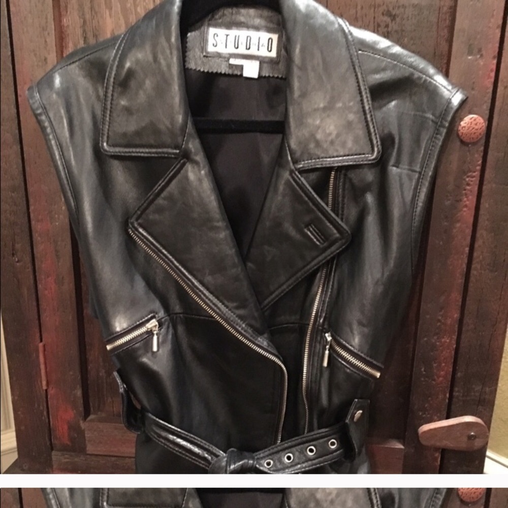 Punk biker leather vest