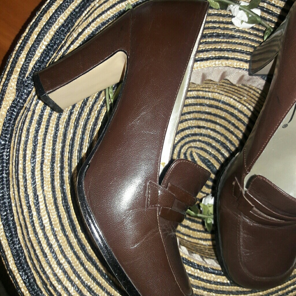 Chocolate brown loafer heels