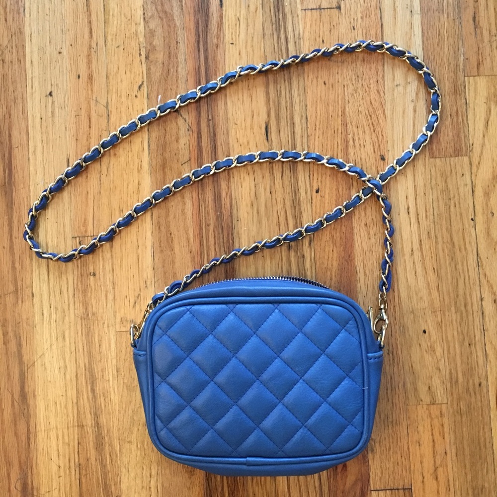 Small Blue real leather Cross Body bag