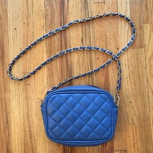 Small Blue real leather Cross Body bag
