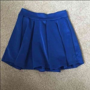 Blue Pleated Skater Skirt