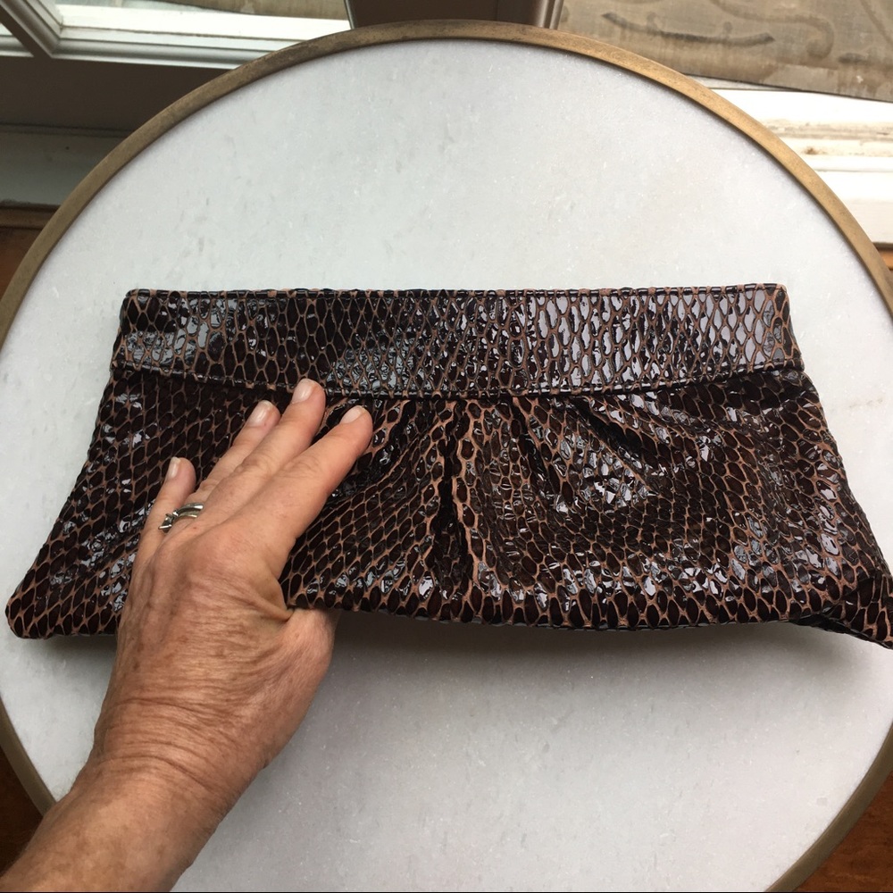 Lauren Merkin Brown croc leather clutch LIKE NEW - Picture 3 of 8