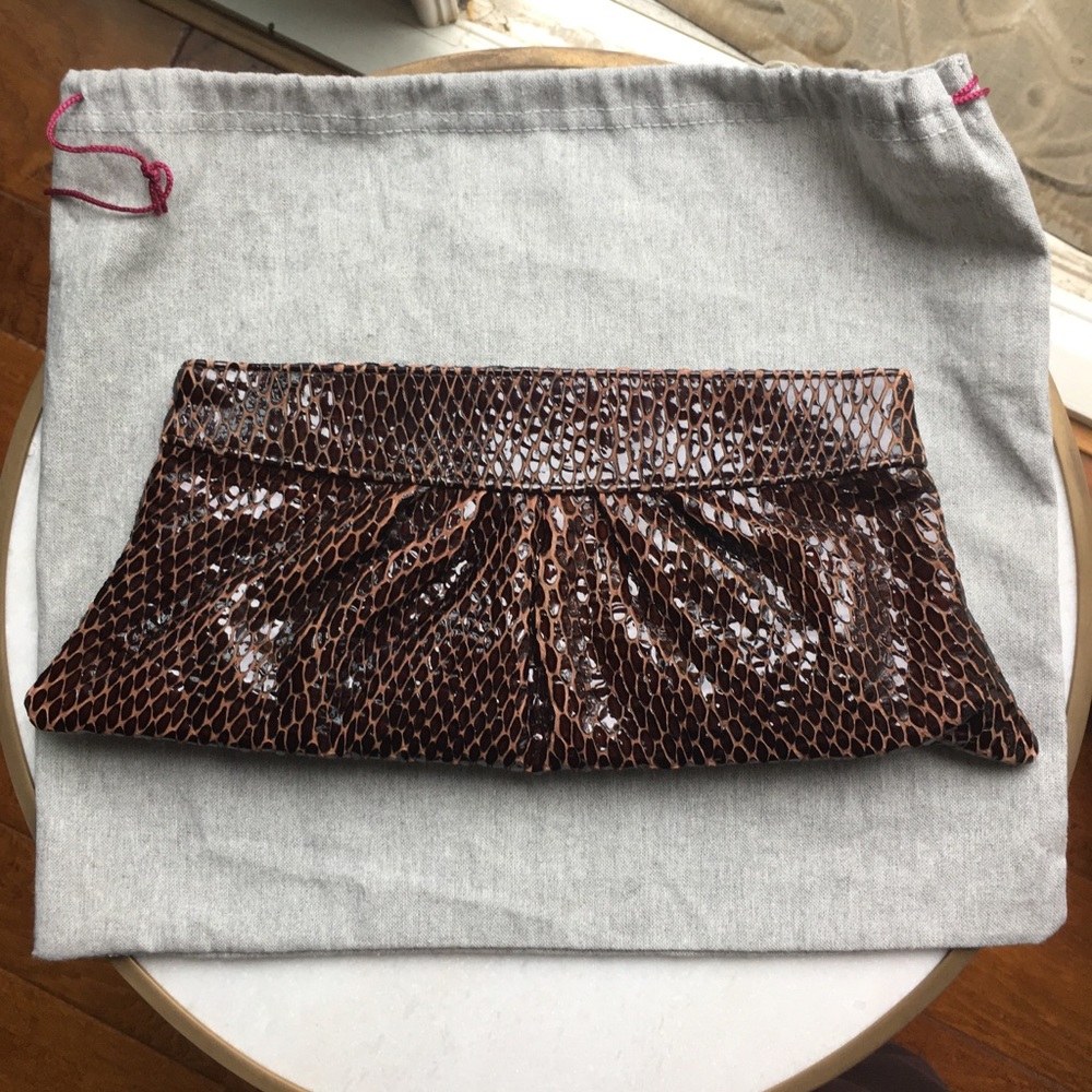 Lauren Merkin Brown croc leather clutch LIKE NEW - Picture 4 of 8