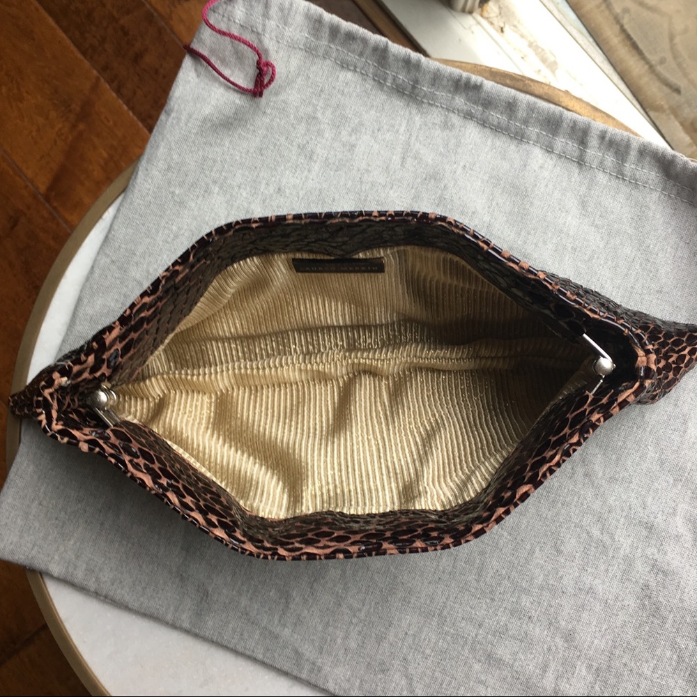 Lauren Merkin Brown croc leather clutch LIKE NEW - Picture 6 of 8