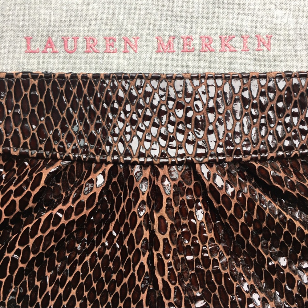 Lauren Merkin Brown croc leather clutch LIKE NEW - Picture 7 of 8