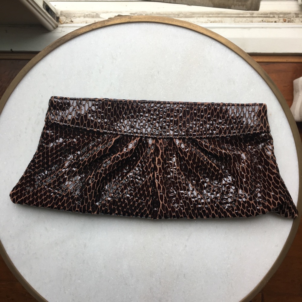 Lauren Merkin Brown croc leather clutch LIKE NEW - Picture 8 of 8