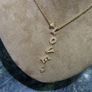 LARGE .50CT DIAMOND 14K YELLOW GOLD LOVE NECKLACE