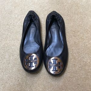 Black and Silver Tory Burch Flats
