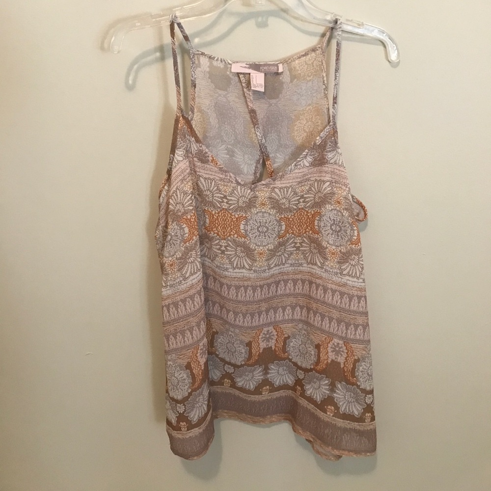 FOREVER21 Light Patterned Open Back Top!