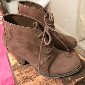 Brown lace up booties