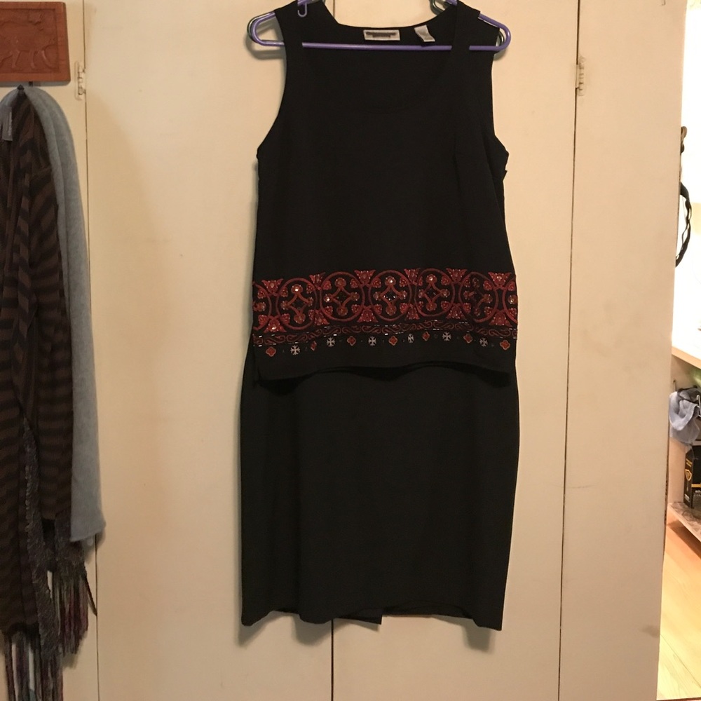 Black dress and beaded linen tank