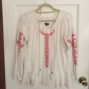 Long sleeve cotton embroidered shirt