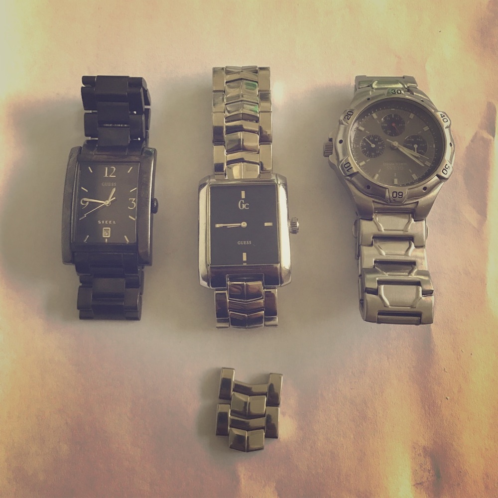 3 guess stainless steel watches