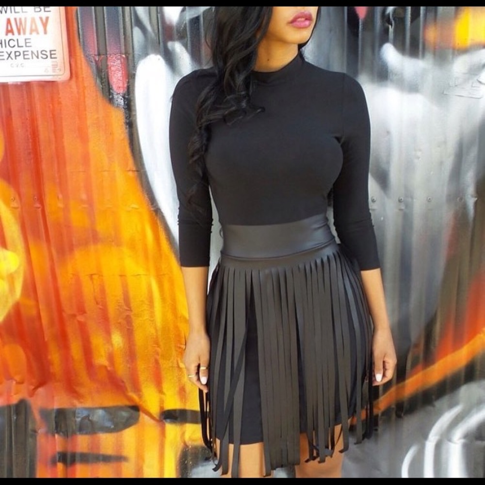 Ladies black fringe dress (M) - NEVER WORN