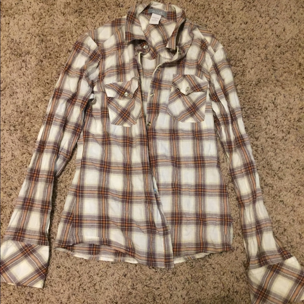 Plaid long sleeve button up