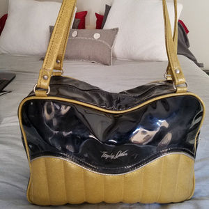 Black and gold tuck and roll Trophy Queen Purse