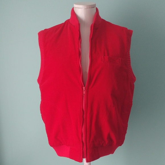 Red corduroy puffy vest - Picture 1 of 8