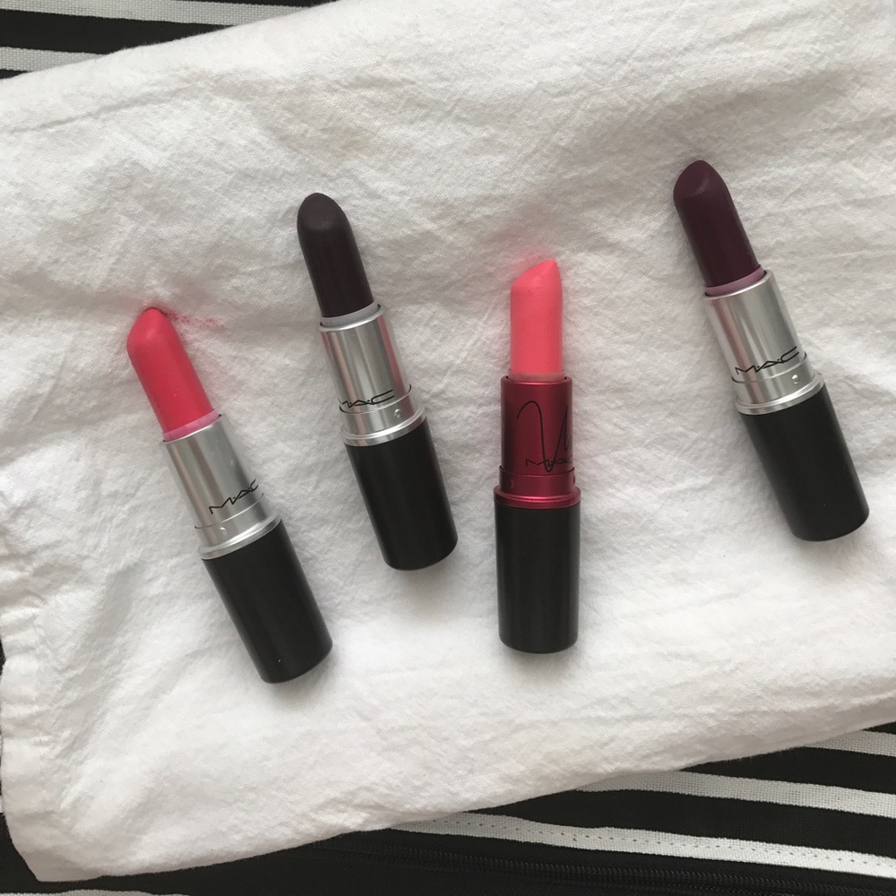 Lot of 4 MAC lipsticks, swatched once and cleaned