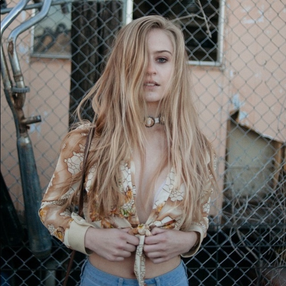 Vintage Desert Print sheer tie-top