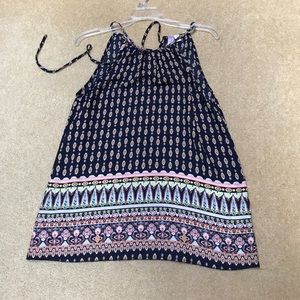 Blue patterned flowy tank top