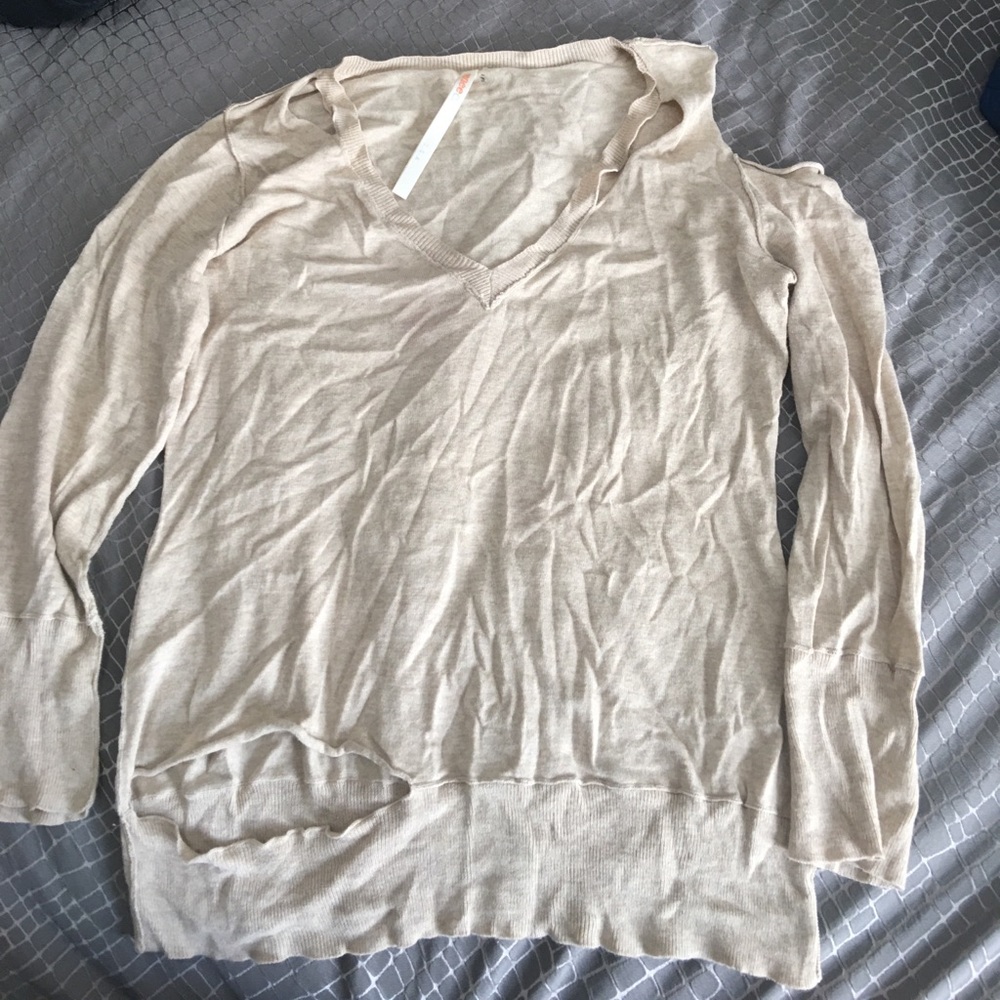 Cold shoulder sweater with holes
