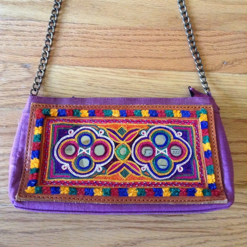 Indian Crossbody Purse with Mirror Details