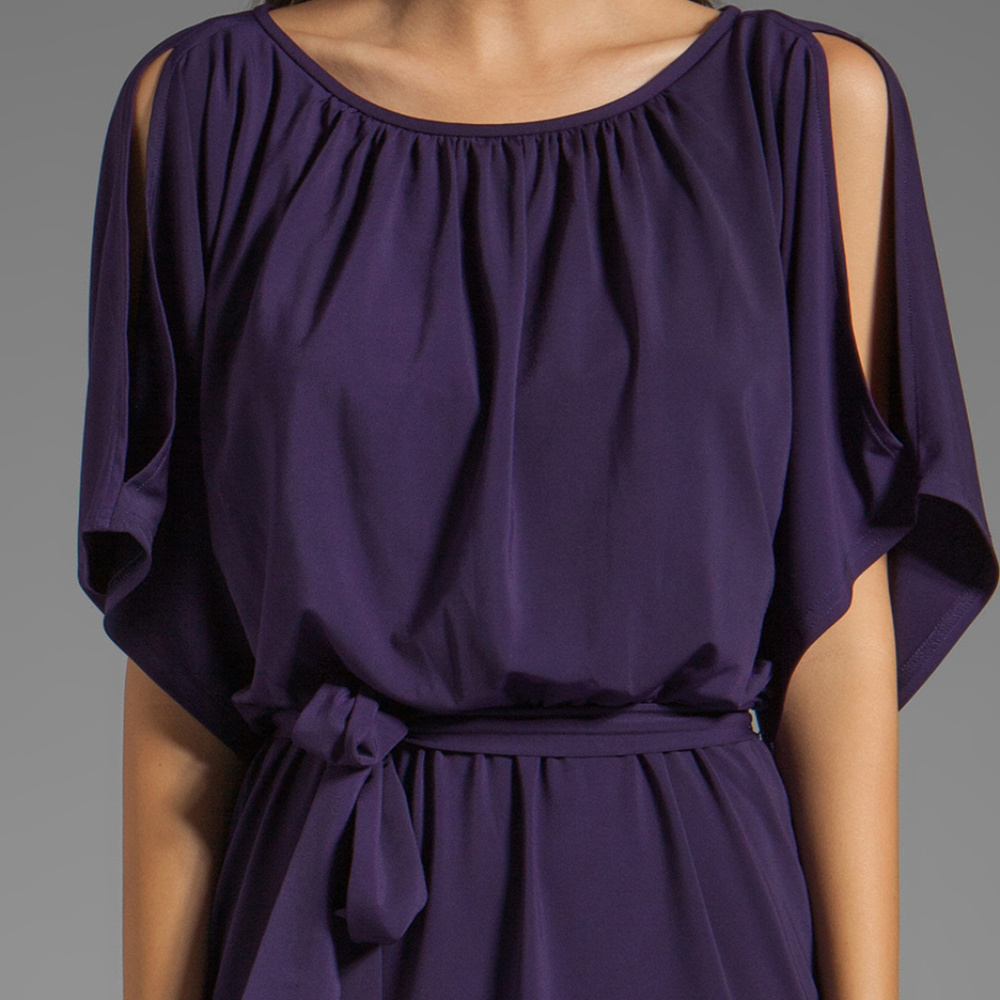 Matte Jersey Cold Shoulder Purple Dess - Size 2