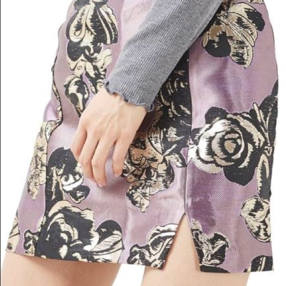 🆕 Topshop Floral Metallic Jacquard Miniskirt // 2