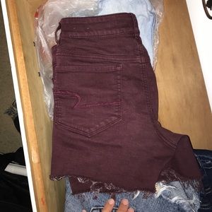 Burgundy Denim Shorts