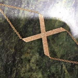 LARGE .32CT DIAMOND 14KT ROSE GOLD X LOVE BRACELET