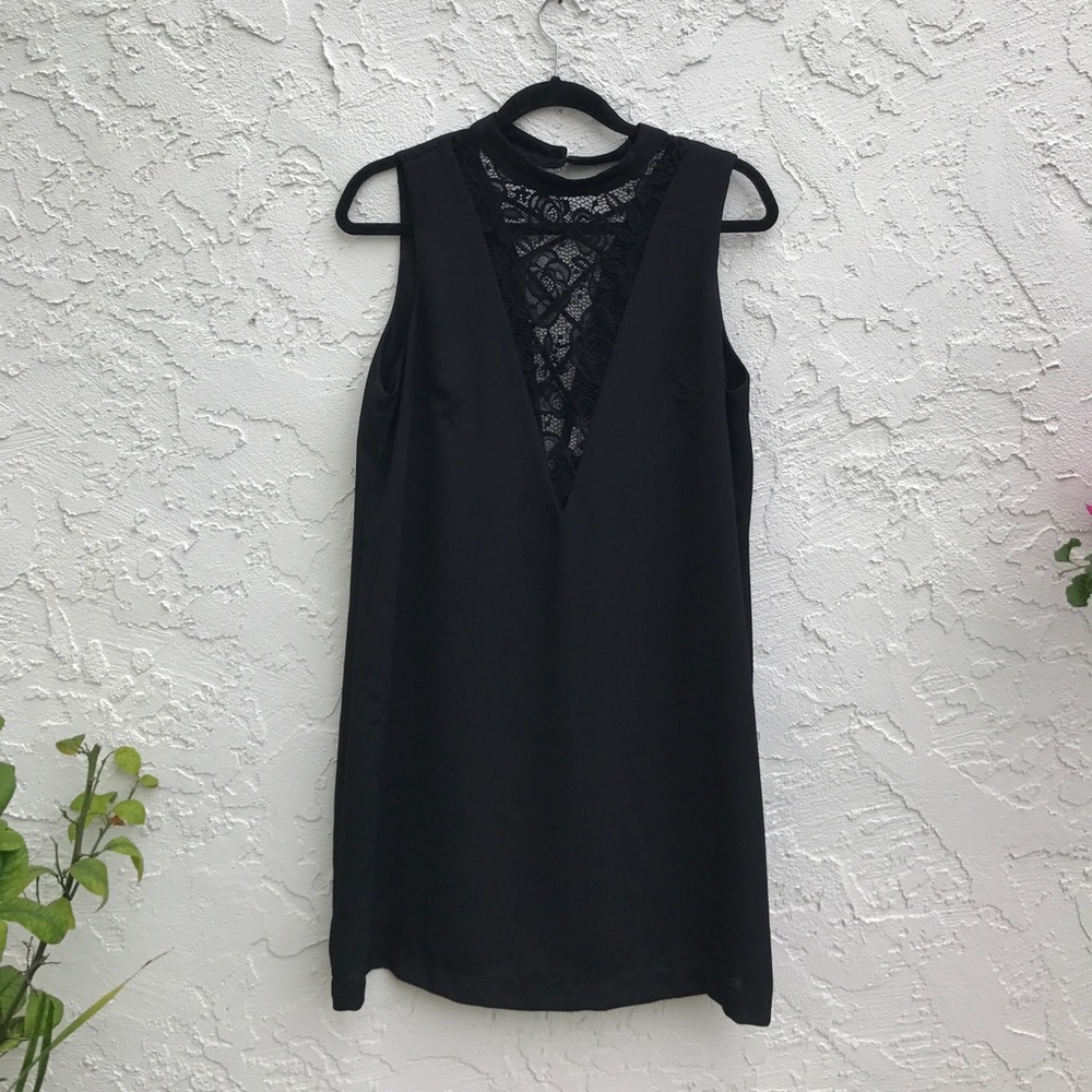 Little Black Dress With Plunging Lace Neckline