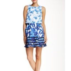 Romeo & Juliet Couture Blue White Print Dress NWT