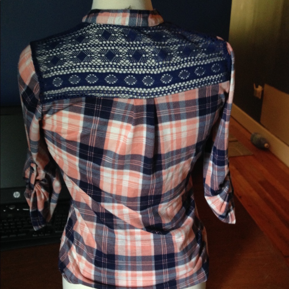Pink, Blue, and White flannel.