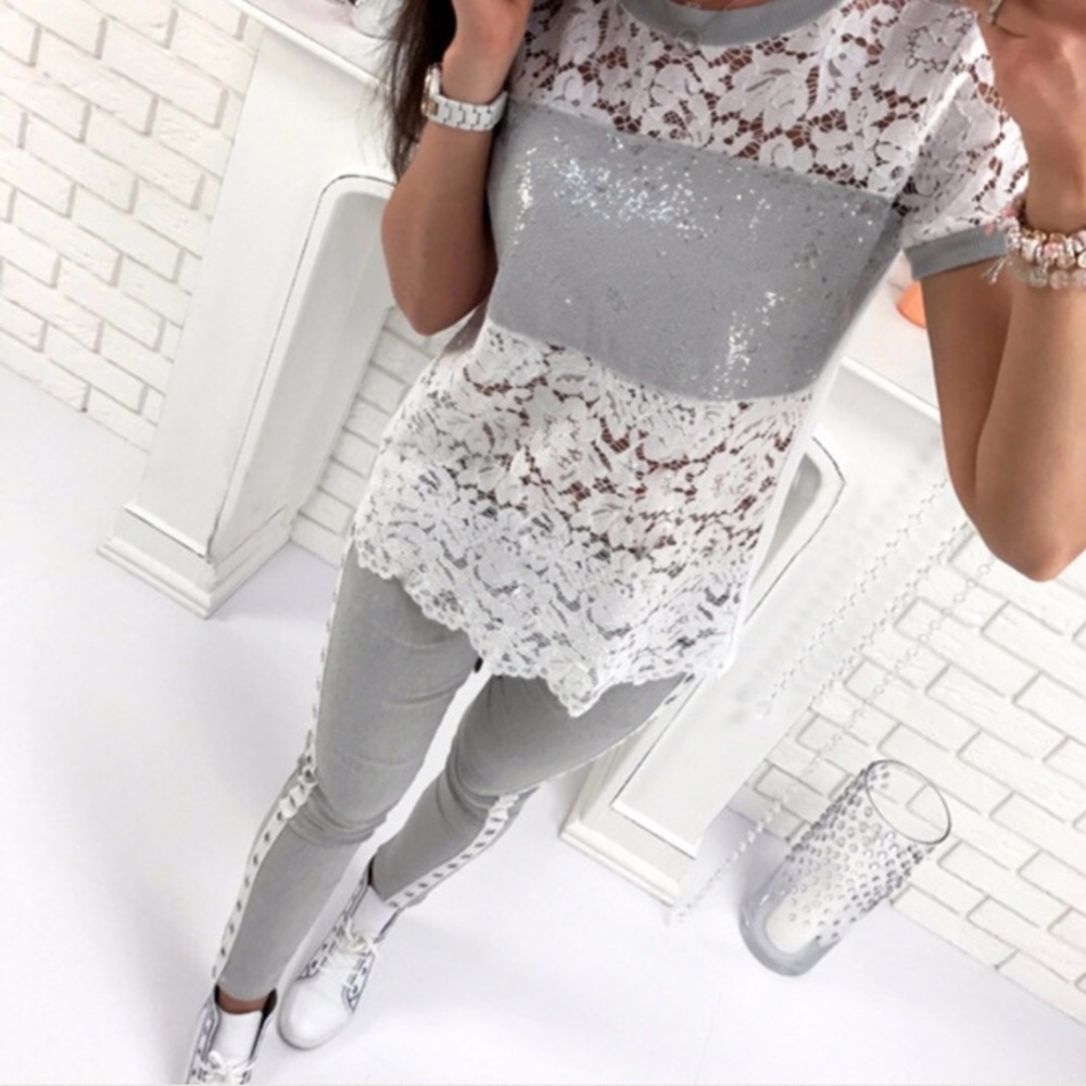 Lace Sequin Top