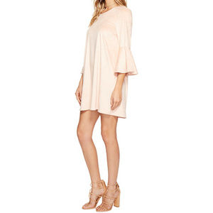 Jack Faux Suede Bell Sleeve Dress in Dusty Rose XS