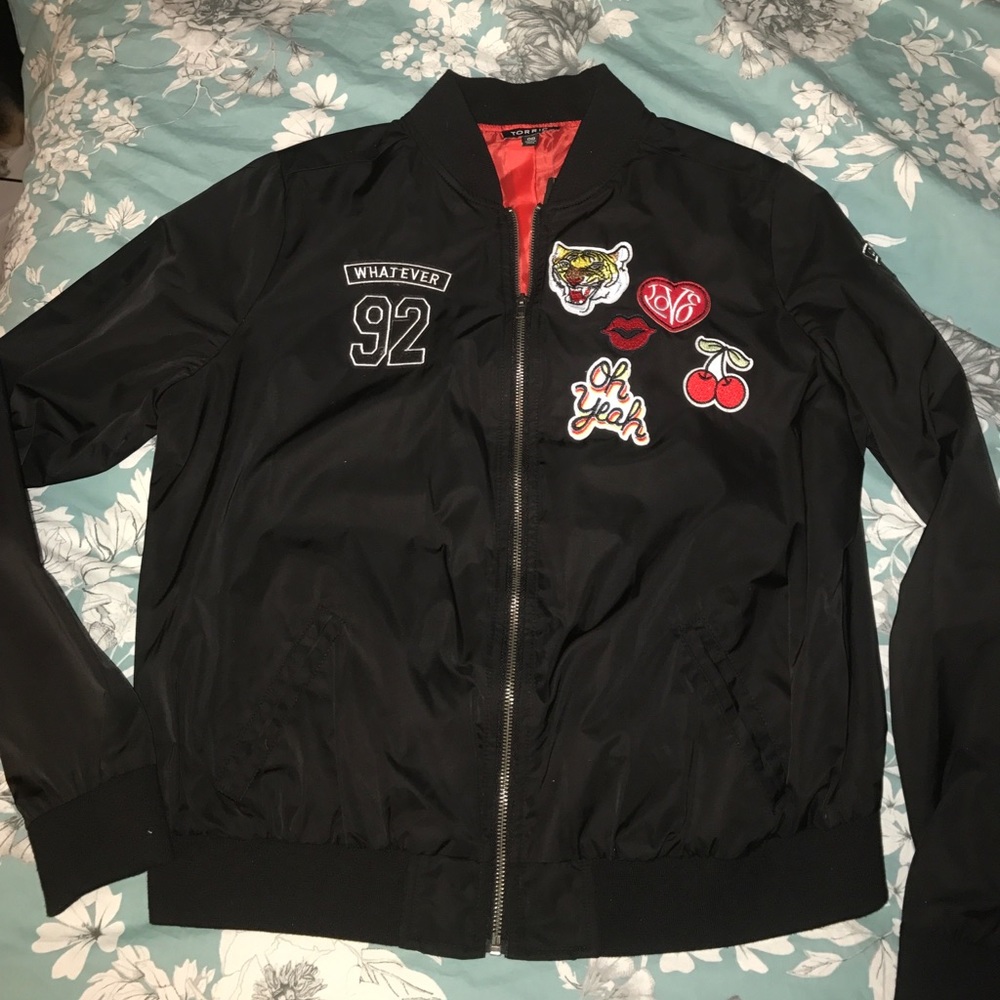 Torrid sz 00 patchwork bomber jacket