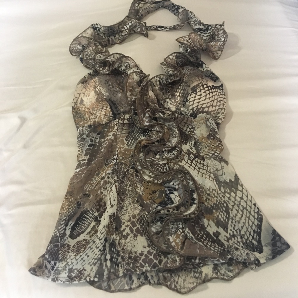 Snake Print Ruffle Halter top/ size S