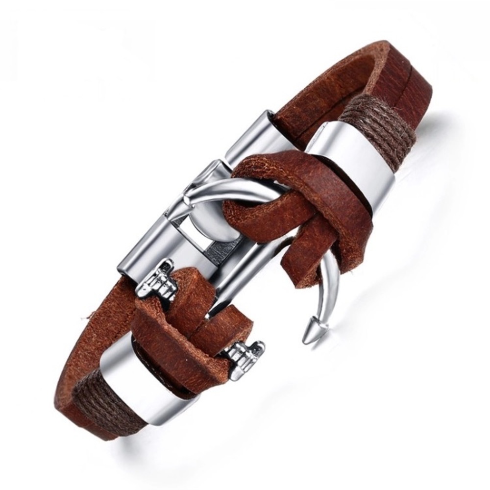 Brown Leather ⚓️ Anchor Bracelet Unisex
