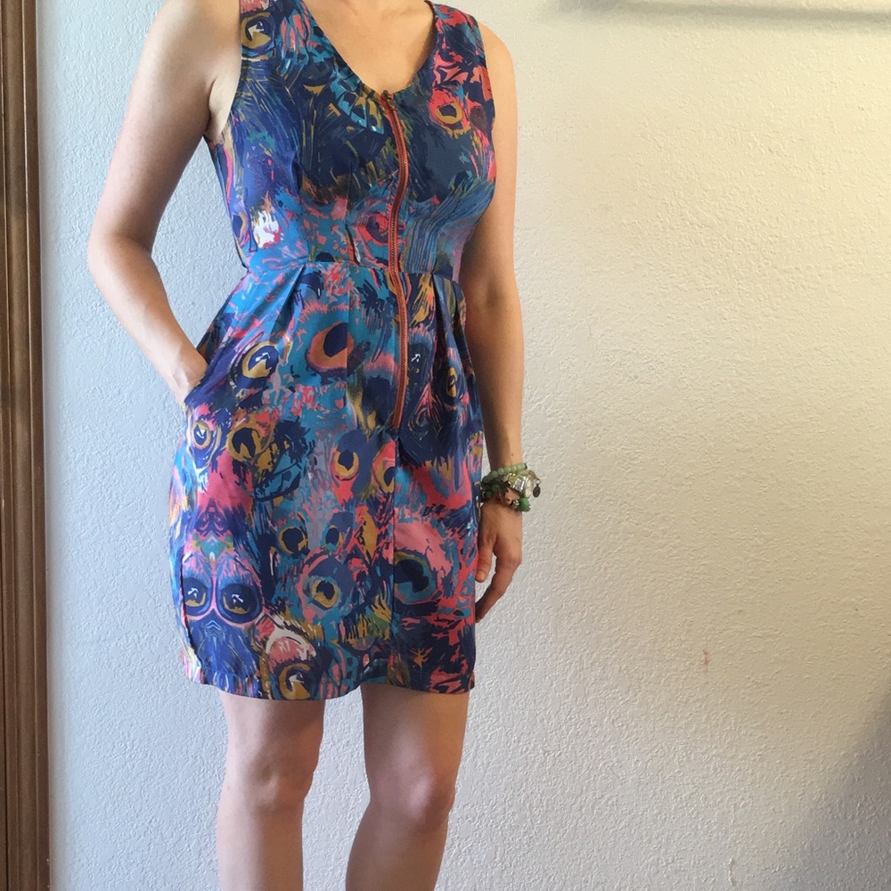 Cute and colorful peacock themed summer dress!