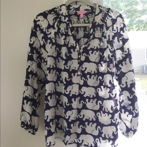 Elephant print- Lilly Pulitzer Blouse