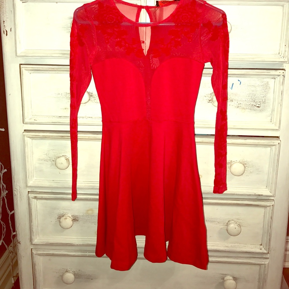 Red mini skater dress