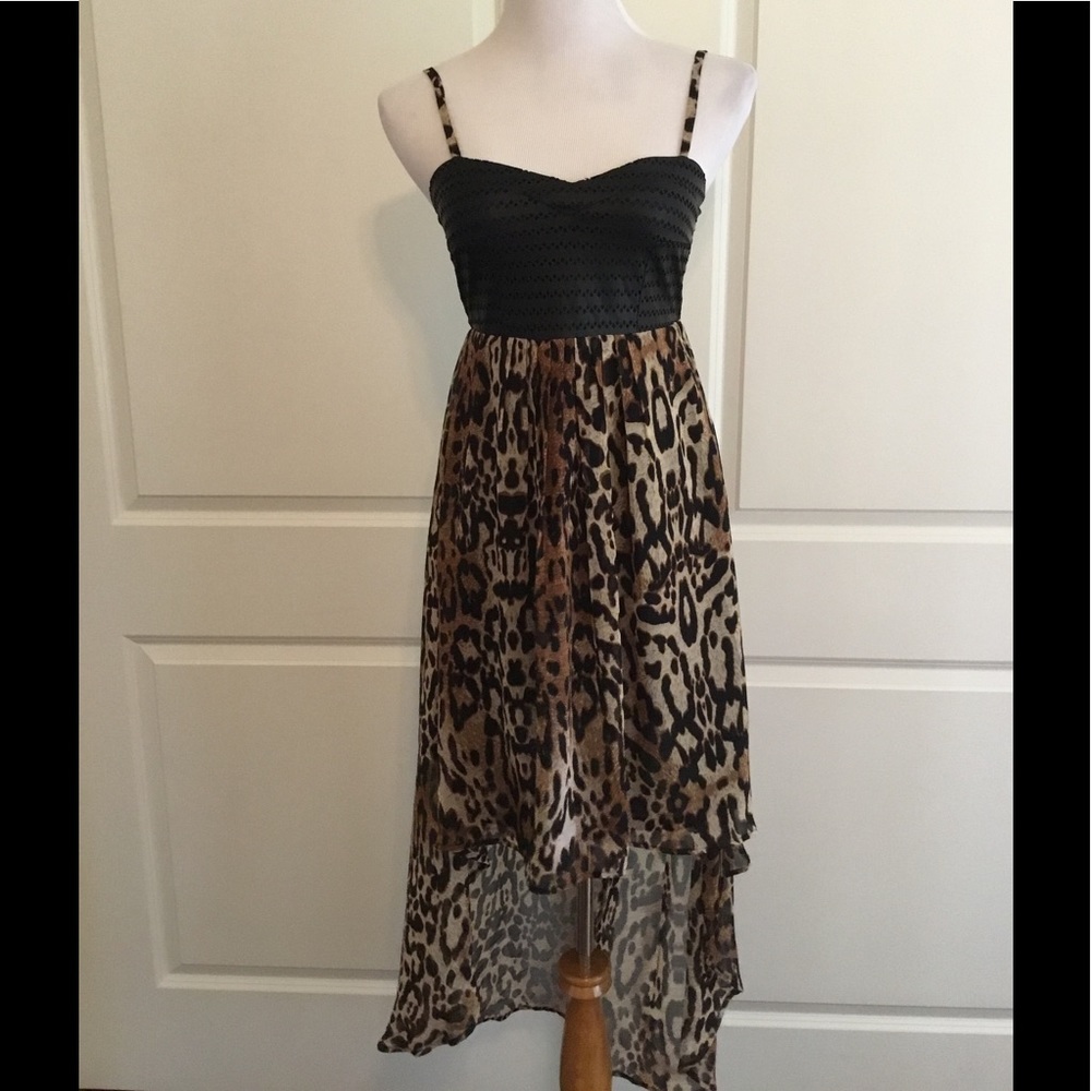 Millau NEW leather top leopard high lo dress