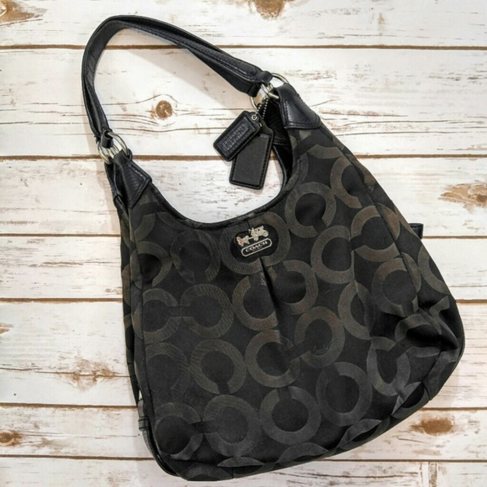 Coach Maggie Madison Black Monogram Shoulder Bag