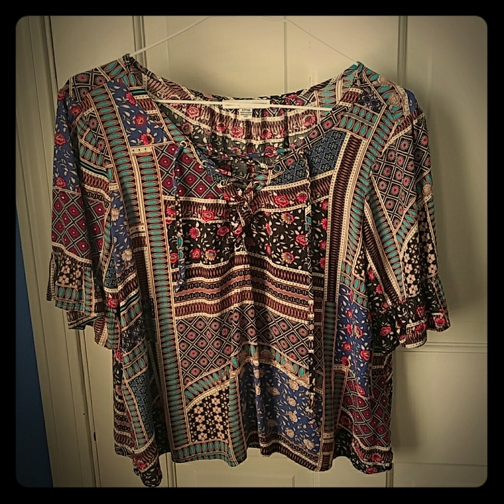 Patterned cotton blouse