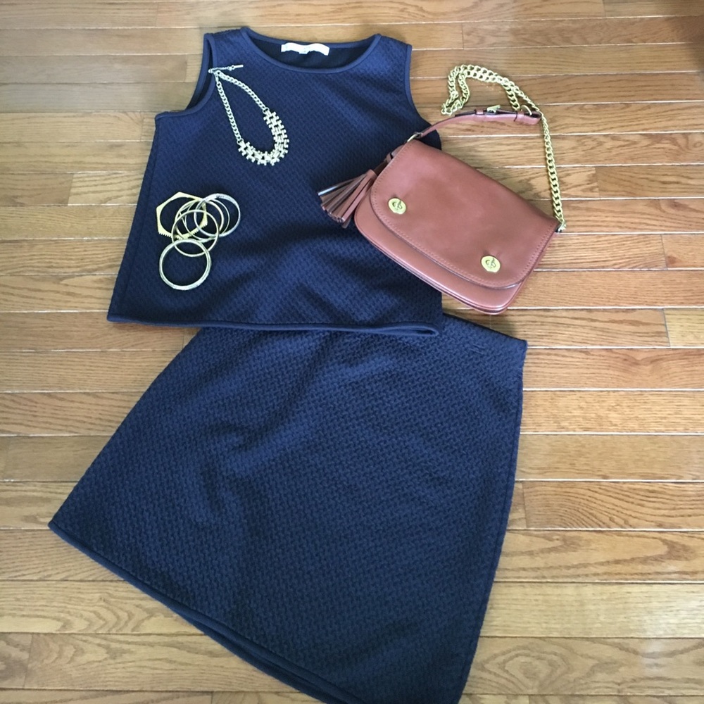 Max Studio 2-Piece S Classic Navy Skirt/Top Combo