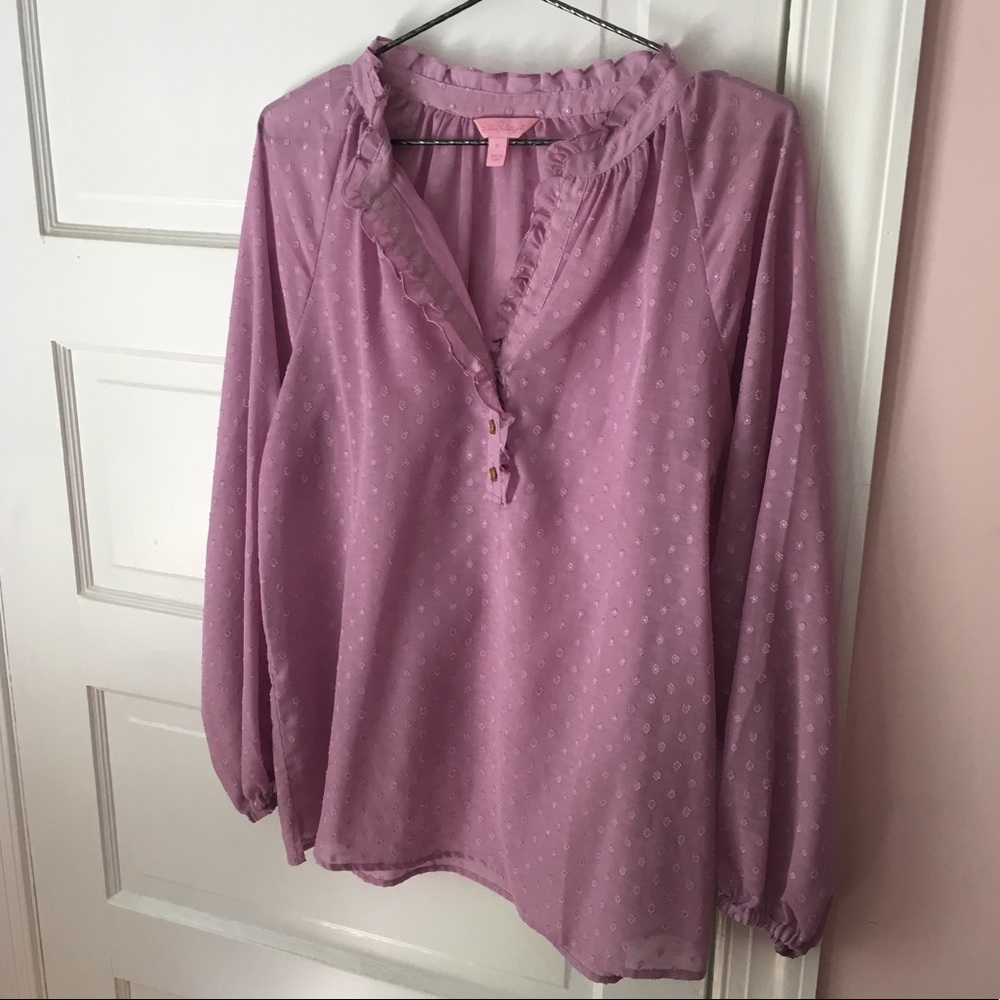 Lilly Pulitzer Lavender Swiss Dot Elsa Top