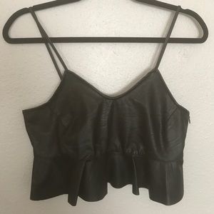 NWT Black Zara Leather Effect Crop Top
