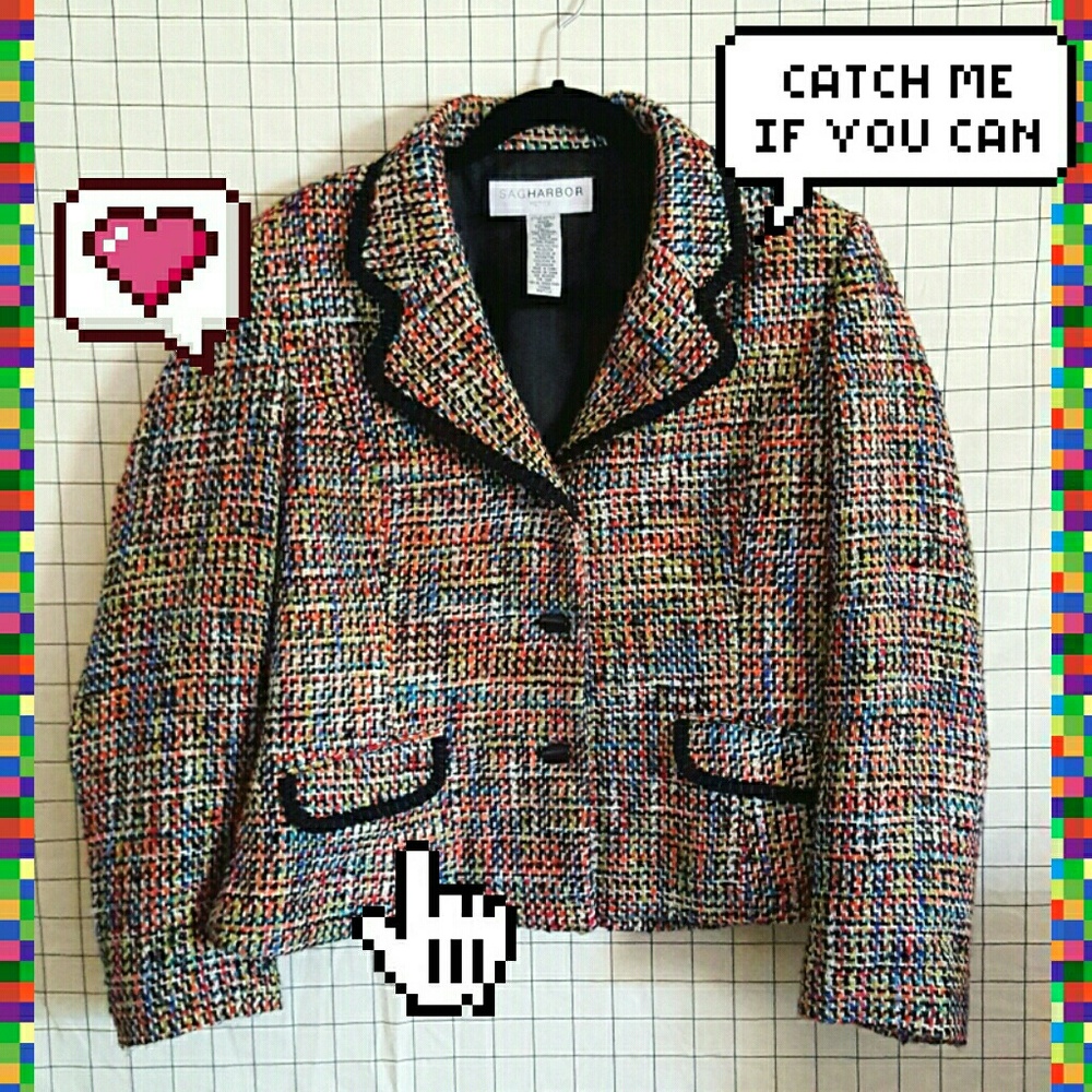 💥Sag Harbor Petite 14 Multi Color Tweed Blazer 💁