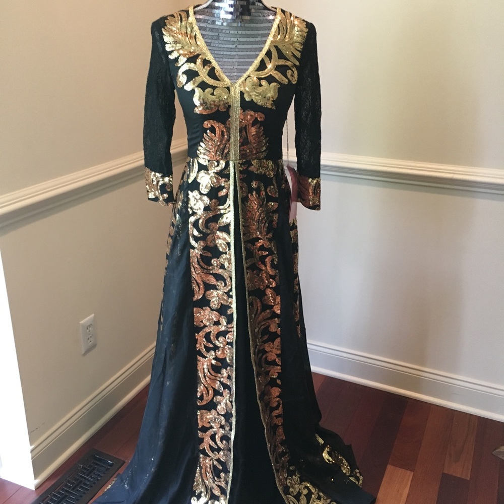 Black and gold formal dress