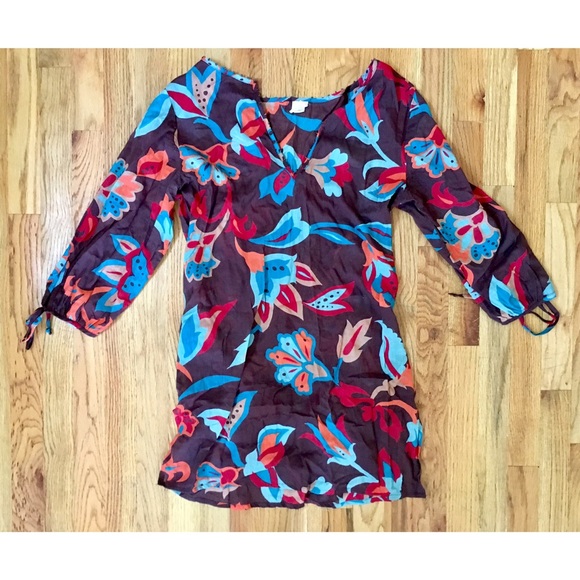 Chocolate Bird of Paradise Swim Cover Up Dress - Picture 1 of 5